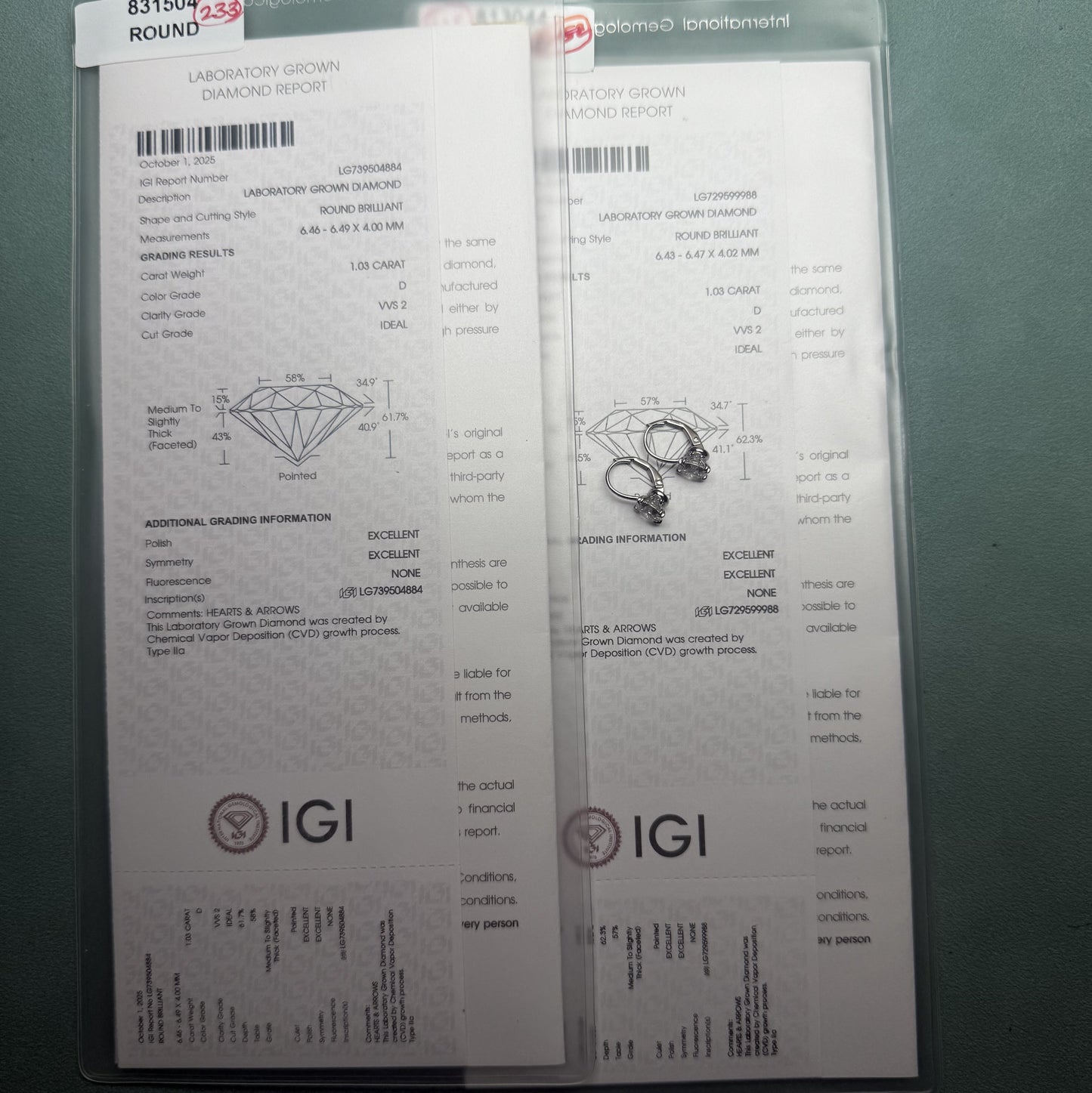 Pirmiana Custom Design Platinum Earrings for Women 1ct Each CVD Lab Grown Diamond Jewelry