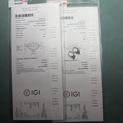 Pirmiana Custom Design Platinum Earrings for Women 1ct Each CVD Lab Grown Diamond Jewelry