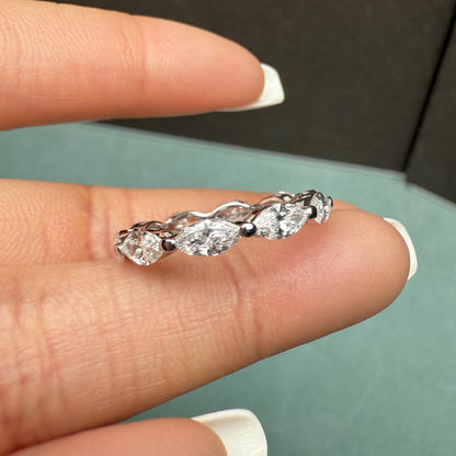 Primiana 2025 New Classic Style 18K White Gold 3x6mm 0.2ct Each Marquise Shape Main Stone Lab Diamond Eternal Ring Girlfriend Gif