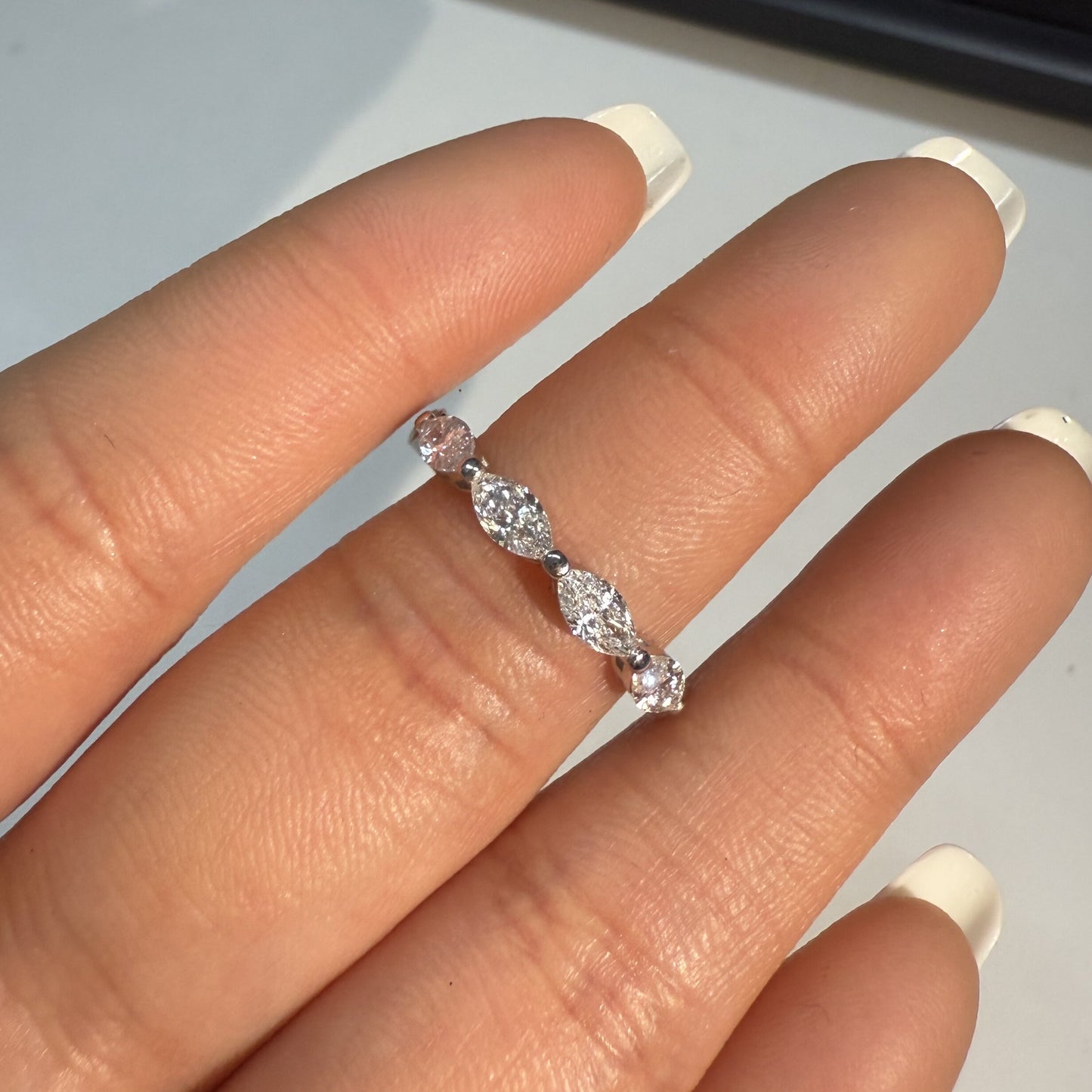 Primiana 2025 New Classic Style 18K White Gold 3x6mm 0.2ct Each Marquise Shape Main Stone Lab Diamond Eternal Ring Girlfriend Gif