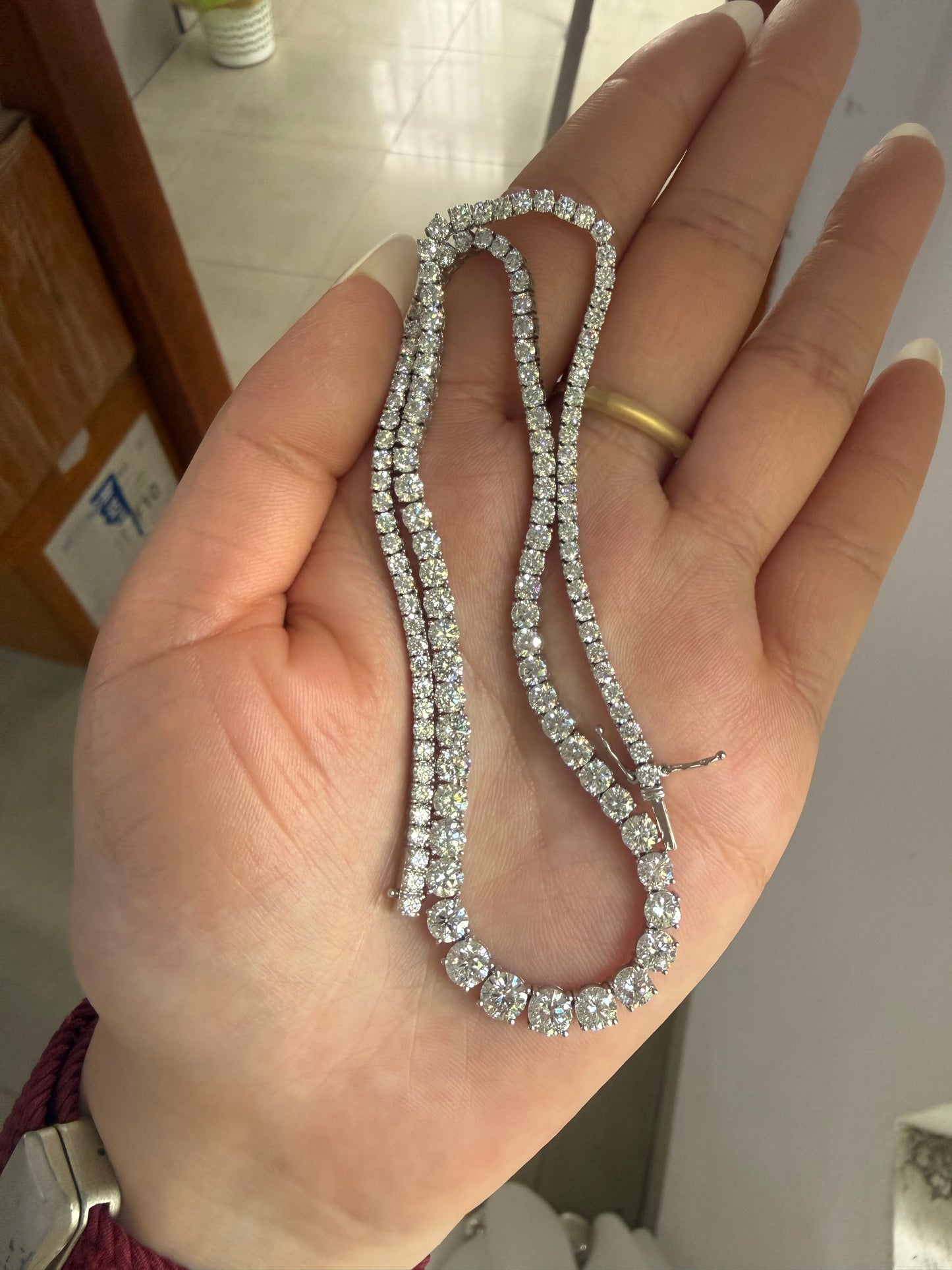 Pirmiana Jewelry Classic Design 14K White Gold HPHT Diamond Tennis Necklace luxe Jewelry for Party Wedding Gift