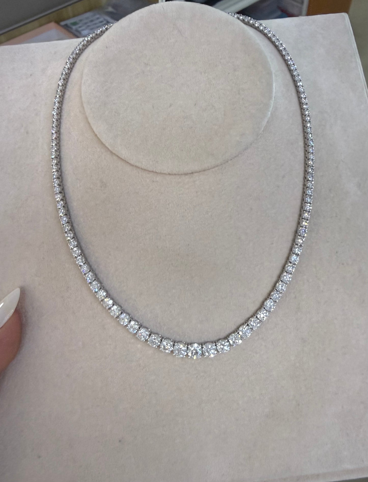 Pirmiana Jewelry Classic Design 14K White Gold HPHT Diamond Tennis Necklace luxe Jewelry for Party Wedding Gift