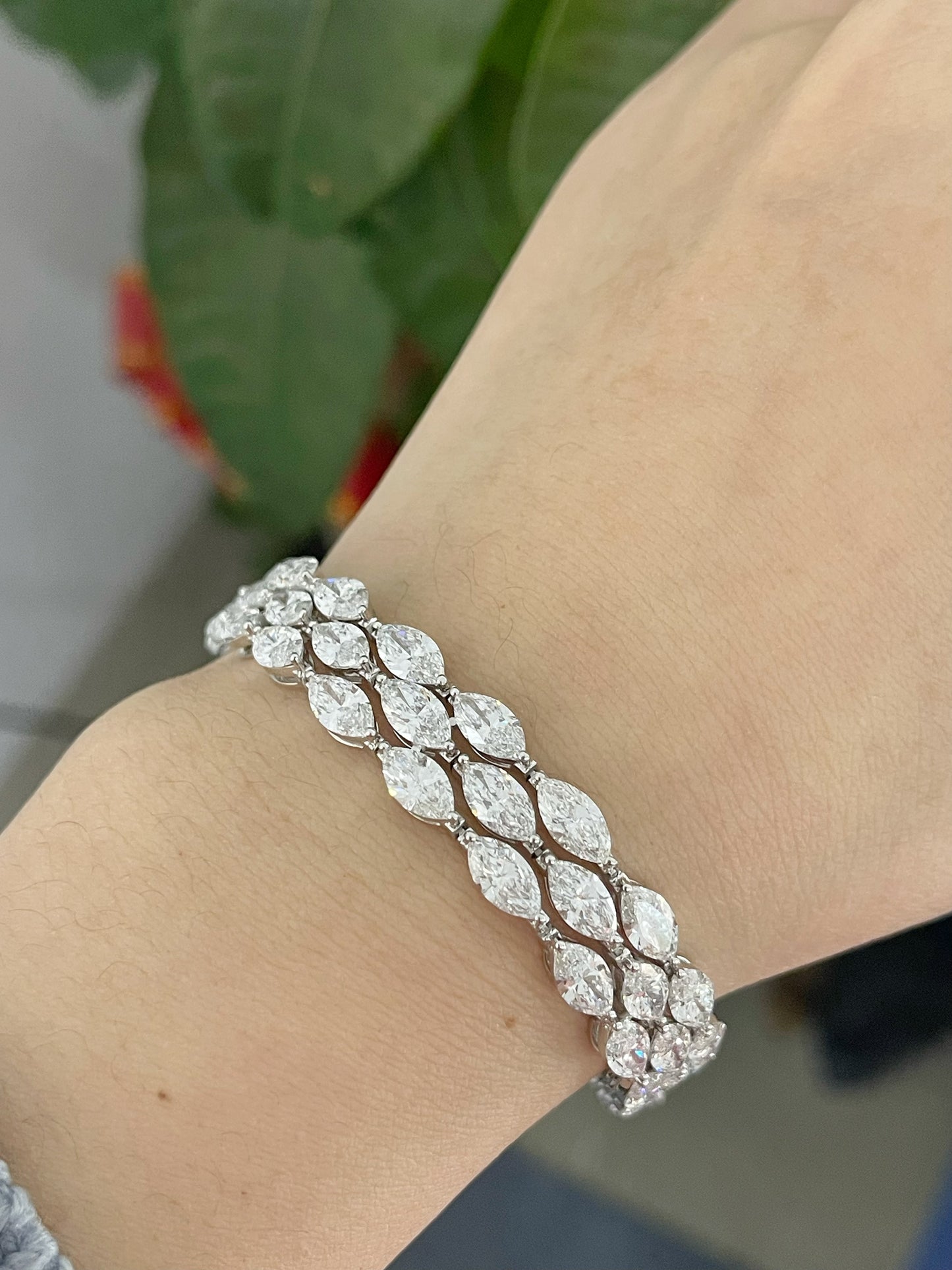 Pirmiana Custom Design 14K Gold 24.658ct Marquise Lab Grown Diamond Bracelet Jewelry for Woman Gift