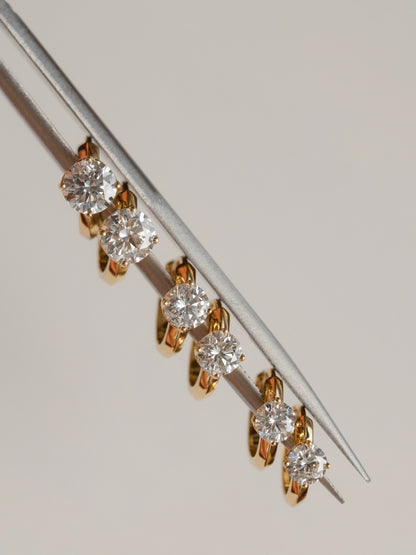 Pirmiana Custom Design 18k Yellow Gold Round Shape 0.5ct 0.3ct 0.2ct Each Lab Grown Diamond Earrings