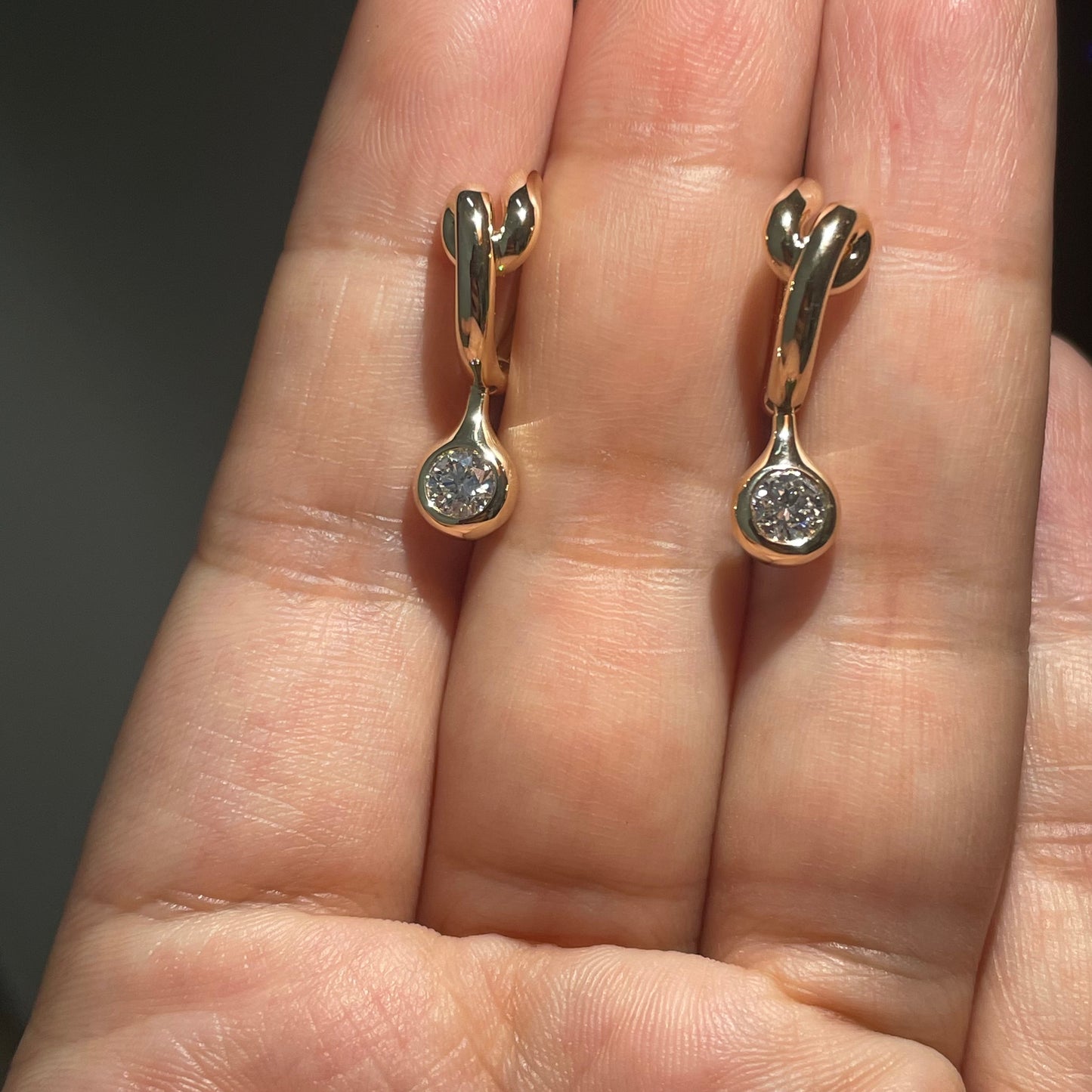 Pirmiana Custom Design 14k Yellow Gold Round Shape 4.1mm Lab Grown Diamonds Earrings