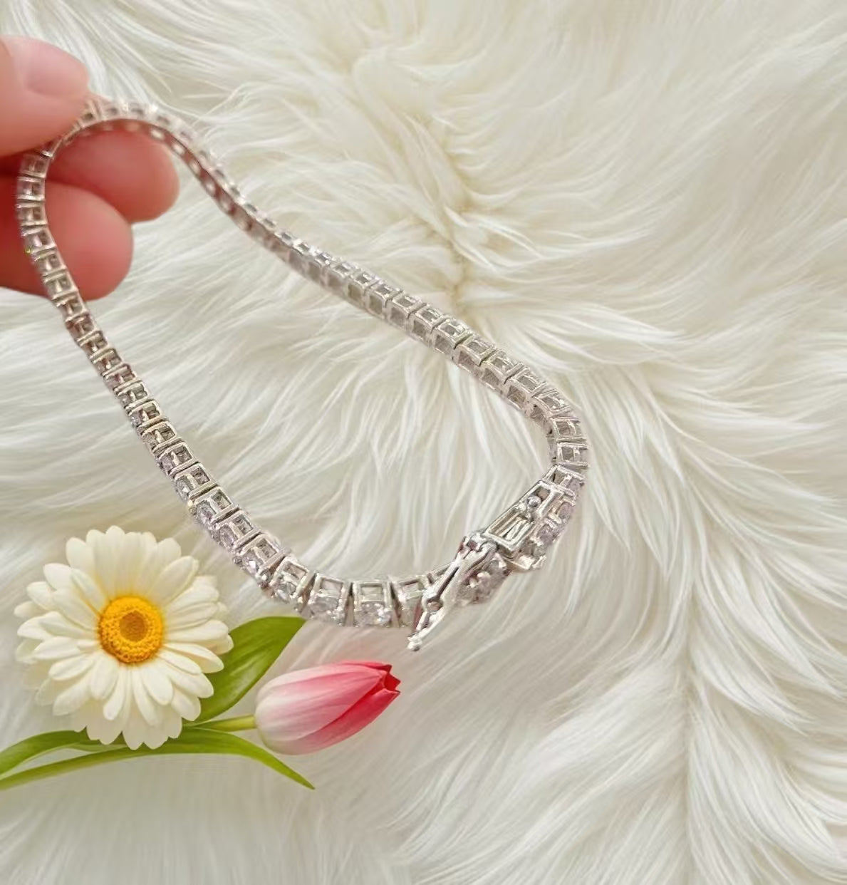 Pirmiana New Fashion Classic Moissanite Tennis Chain Bracelets and Necklaces S925 Silver Jewelry Party Gift