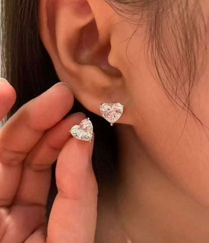 Pirmiana Cutomiezd 18K White Gold 2.5ct Heart Shape Lab Grown Diamond for Women Wedding Proposal earrings