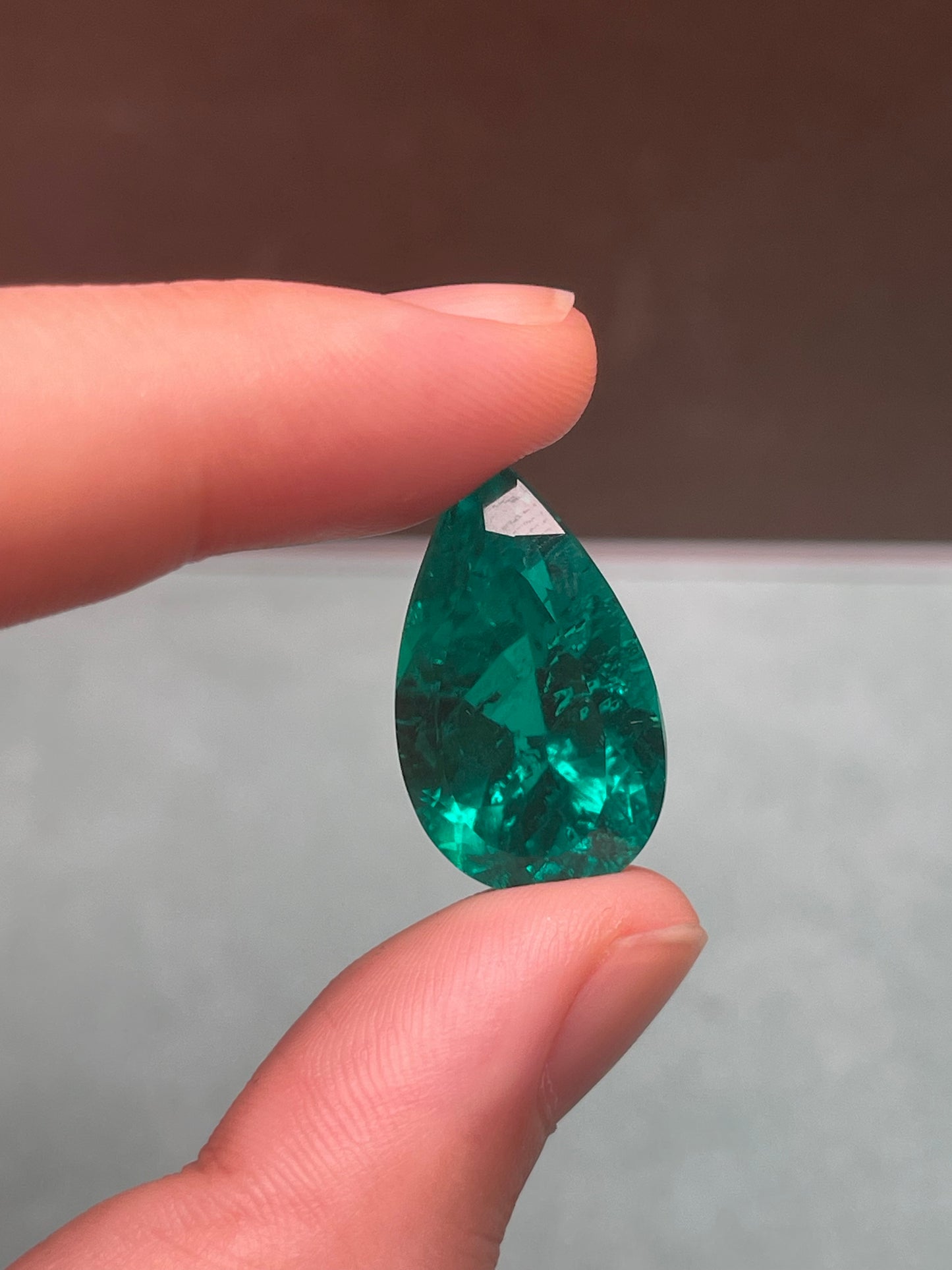 Pirmiana 19.42ct Pear Shape Lab Grown Emerald