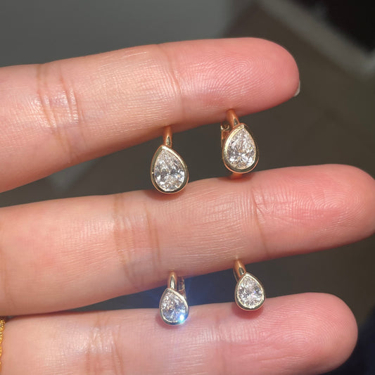 Pirmiana Custom Design 18k Yellow Gold Pear 4x5mm 5x7mm Lab Grown Diamond Earrings