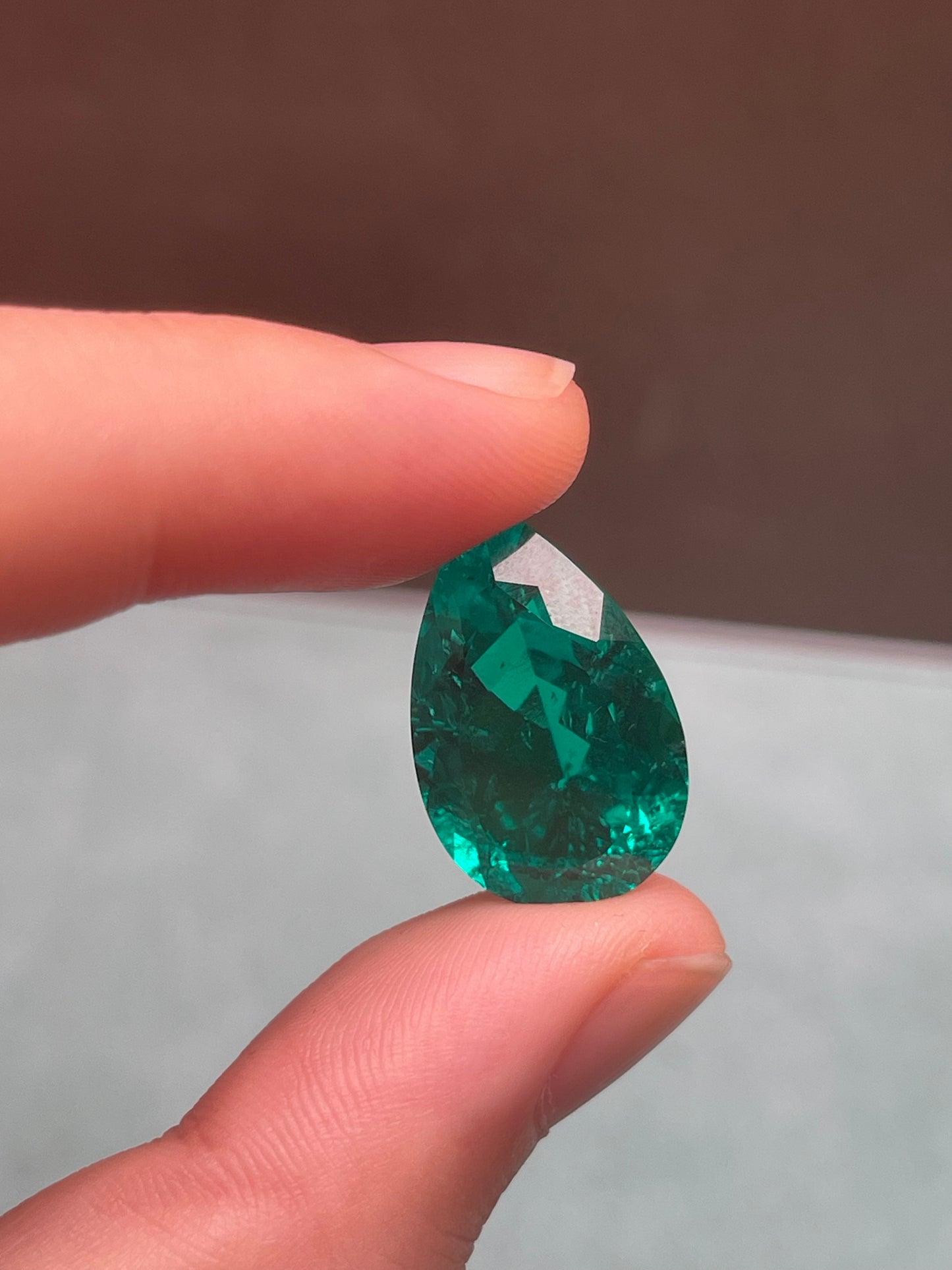 Pirmiana 13.86ct Pear Shape Lab Grown Emerald