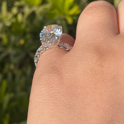 Pirmiana Custom Design 18k White Gold Oval Shape 5ct E Color Lab Grown Diamond Ring