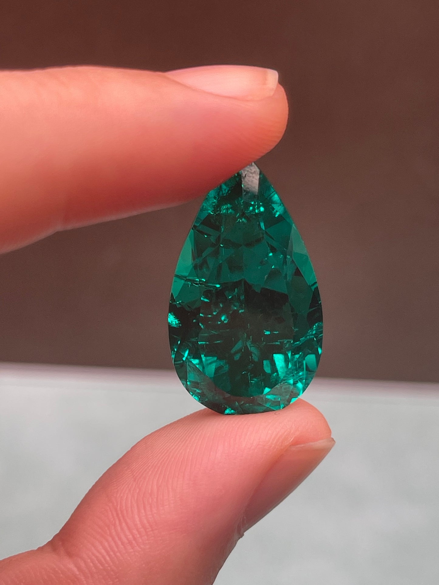 Pirmiana 25ct Pear Shape Lab Grown Emerald