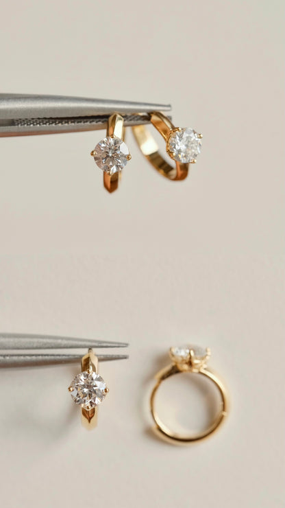 Pirmiana Custom Design 18k Yellow Gold Round Shape 0.5ct 0.3ct 0.2ct Each Lab Grown Diamond Earrings