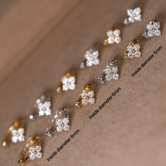 Pirmiana Custom Design 18k Gold Round Shape Lab Grown Diamond Four-Leaf Clover Earrings