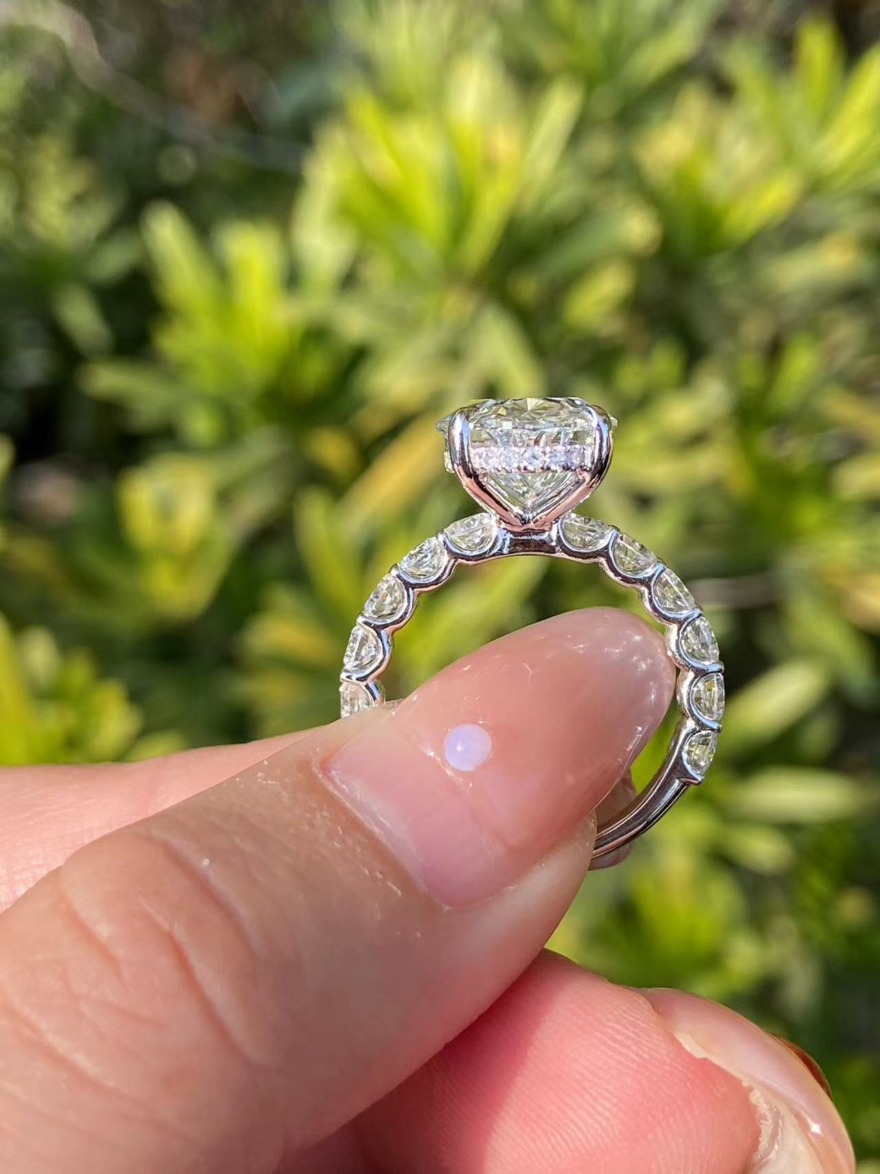 Pirmiana Custom Design 18k White Gold Oval Shape 5ct E Color Lab Grown Diamond Ring