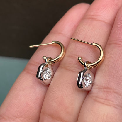 Pirmiana Jewelry Custom Design 18K White And Yellow Gold Earrings for Women Lab Grown Diamond Jewelry