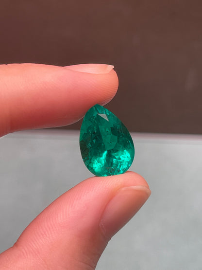 Pirmiana 7.11ct Pear Shape Lab Grown Emerald