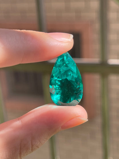 Pirmiana 25ct Pear Shape Lab Grown Emerald