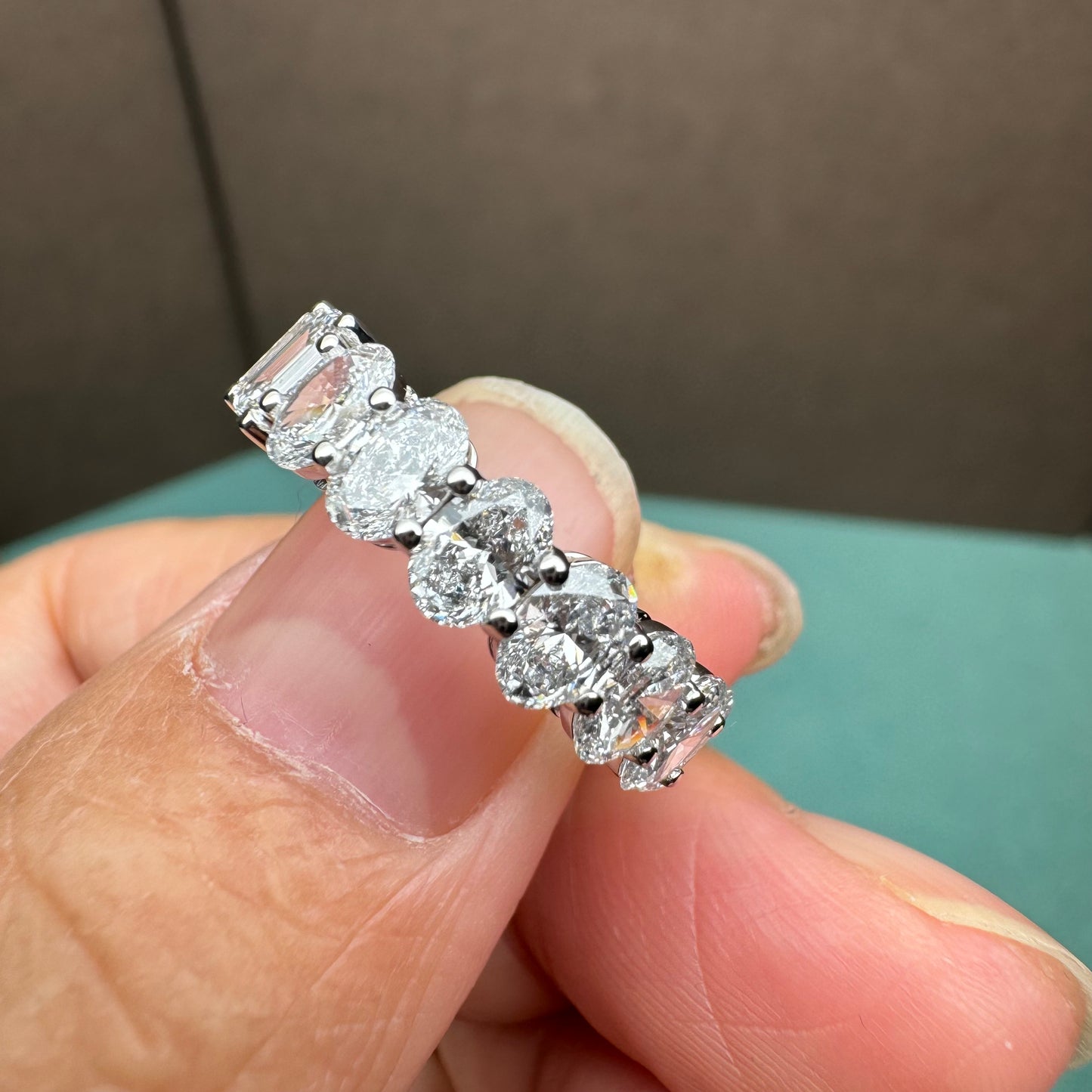 Pirmiana Custom Design 18k Gold Total 5.8ct Emerald Cut With Oval Cut Lab Grown Diamond Ring for Women Exquisite Elegant Fine Jewelry
