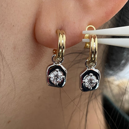 Pirmiana Jewelry Custom Design 18K White And Yellow Gold Earrings for Women Lab Grown Diamond Jewelry