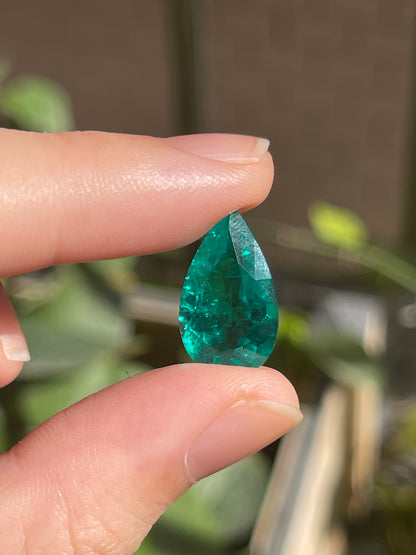 Pirmiana 7.16ct Pear Shape Lab Grown Emerald