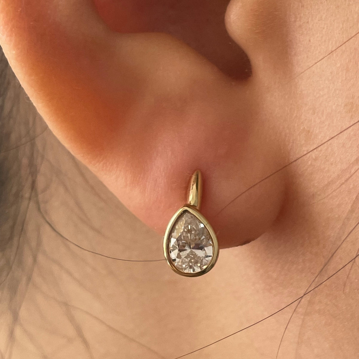 Pirmiana Custom Design 18k Yellow Gold Pear 4x5mm 5x7mm Lab Grown Diamond Earrings
