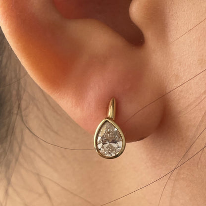 Pirmiana Custom Design 18k Yellow Gold Pear 4x5mm 5x7mm Lab Grown Diamond Earrings