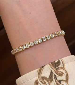Pirmiana Jewelry Customized 9K Yellow Gold total 4.24ct Lab Grown Diamond Eternity Bracelet Engagement for Women Fine Jewelry