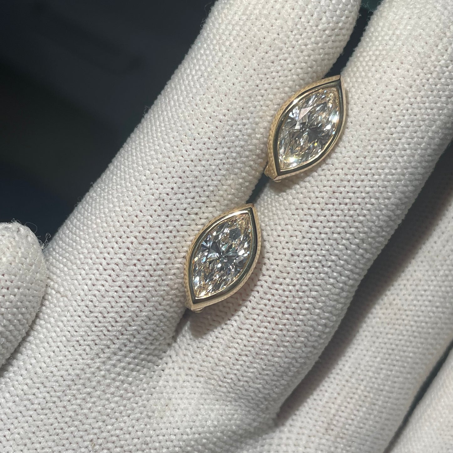 Pirmiana Customized 18k Yellow Gold Marquise 2ct Each Lab Grown Diamond Earrings for Women Party Gift