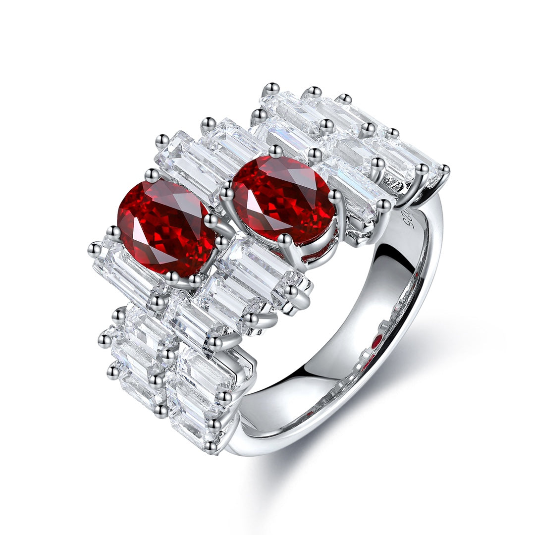 Pirmiana New S925 Silver 2.09ct Lad Grown Ruby Ring High Fine Jewelry for Women Party Gift