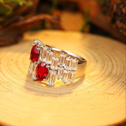 Pirmiana New S925 Silver 2.09ct Lad Grown Ruby Ring High Fine Jewelry for Women Party Gift