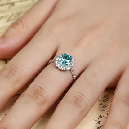 Pirmiana Hot Sale PT950 3.4ct Lab Grown Paraiba Sapphire Ring Engagementring Women