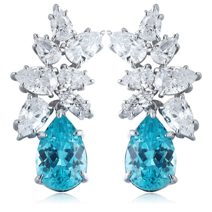 Pirmiana Hot Sale 11.08ct Lab Grown Paraiba Sapphire Earrings S925 Silver Jewelry Engagement Women