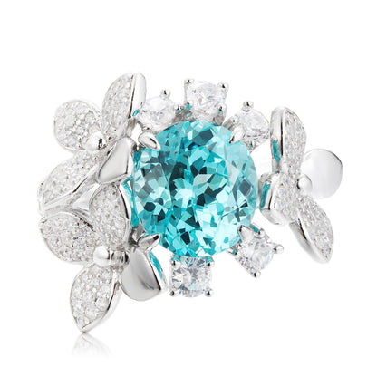 Pirmiana Hot Sale S925 Silver 5.975ct Lab Grown Paraiba Sapphire Ring Engagementring Women