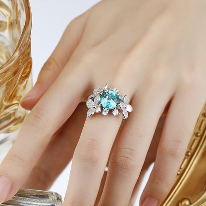Pirmiana Hot Sale S925 Silver 5.975ct Lab Grown Paraiba Sapphire Ring Engagementring Women