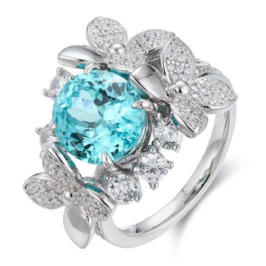 Pirmiana Hot Sale S925 Silver 5.975ct Lab Grown Paraiba Sapphire Ring Engagementring Women