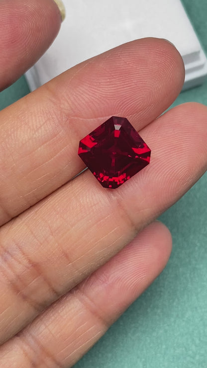 Pirmiana 6.5/11.82ct Asscher Shape Pigeon Blood Red Lab Grown Ruby Loose Stones For Jewerly Making