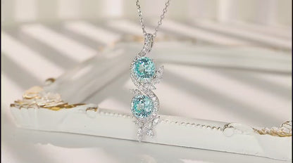 Pirmiana 7.03ct Lab Grown Paraiba Sapphire Pendant Necklace S925 Silver Lab Gemstone Jewelry Women