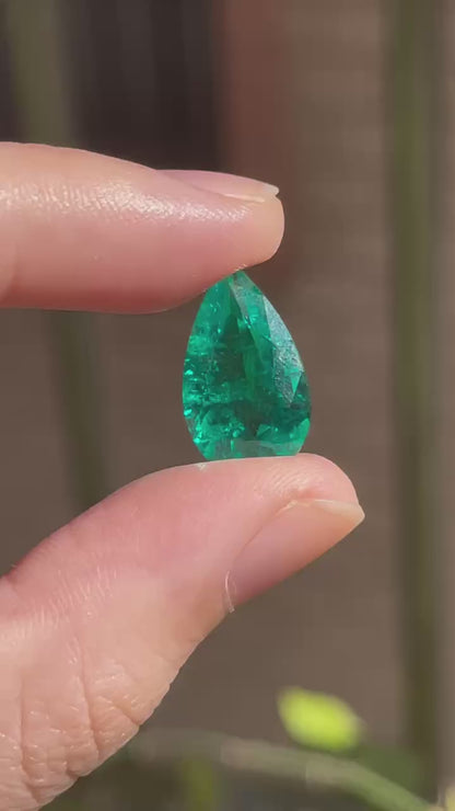 Pirmiana 7.16ct Pear Shape Lab Grown Emerald