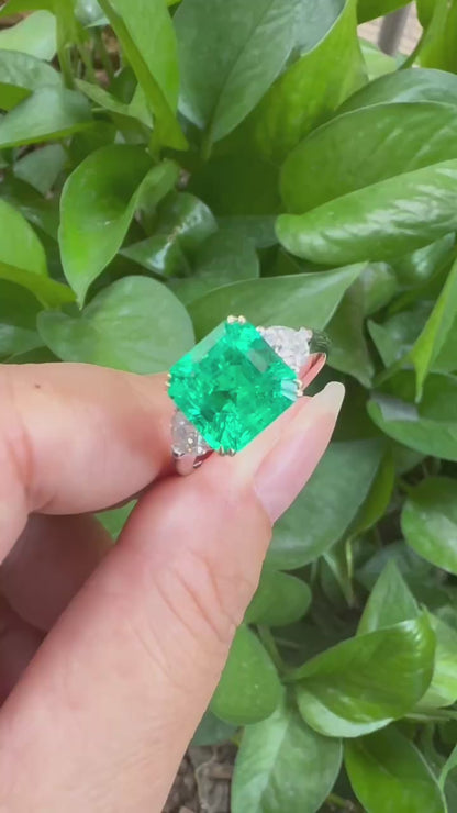 Pirmiana 18K White Gold 4.5ct Lab Grown Emerald Engagementring for Women