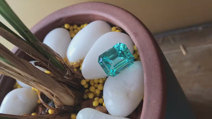 Pirmiana Emerald shape Lab Grown Paraiba Loose Gemstones for Jewelry Making