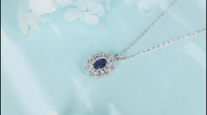Pirmiana 2024 New Fashion S925 Silver Necklace 1.04ct Lab Grown Sapphire Pendants Necklace Jewelry For Wedding Party Gift