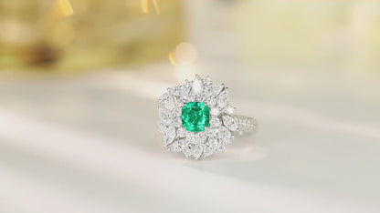 Pirmiana 2024 Hot Sale S925 Silver 0.73ct Lab Grown Emerald Ring Women Engagement Fashion Finger Gemstone Jewelry