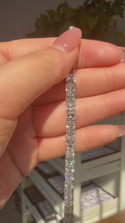 Pirmiana Jewelry Customized Asscher Cut 14K White Gold 0.5ct DEF Each Lab Grown Diamond Eternity Bracelet Engagement for Women Fine Jewelry