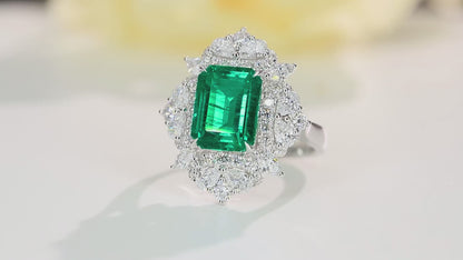 Pirmiana Customized 18K Gold 3.37ct  Lab Grown Emerald Ring  Engagement Band Jewelry for Women Gifts