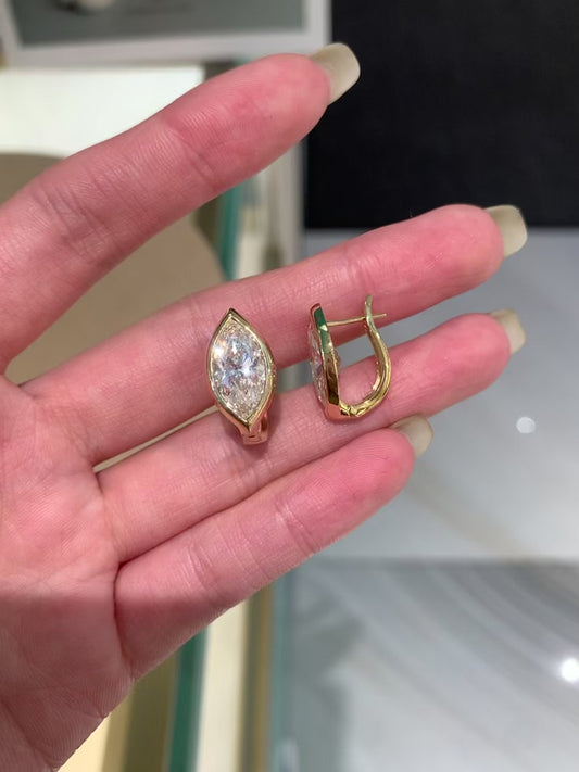 Pirmiana Customized 18k Yellow Gold Marquise 2ct Each Lab Grown Diamond Earrings for Women Party Gift