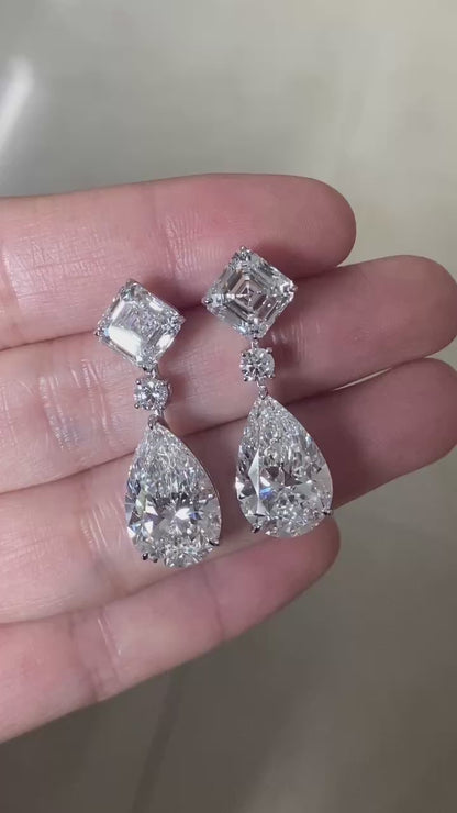 RUIF Luxury Elegant 18k Gold about 7ct F VS1 Pear Lab Grown Diamond Earrings for Women Wedding Gift Fine Jewelry