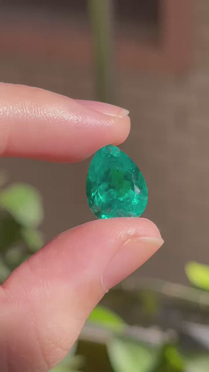 Pirmiana 7.11ct Pear Shape Lab Grown Emerald
