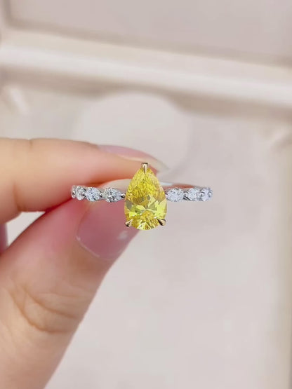 Pirmiana New Fashion 1.11ct shining Lab Grown Yellow Diamond Rings PT950 Platinum Jewelry Engagement Gift Women