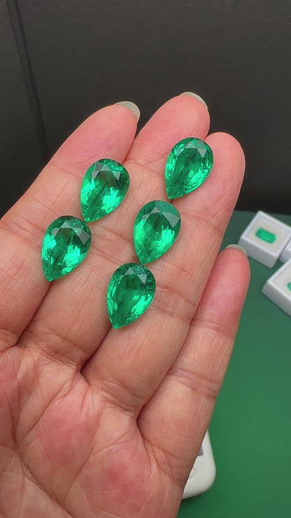 Pirmiana  0.35-7ct Pear Cut Lab Grown Emeralds Loose Gemstones for Jewelry Making